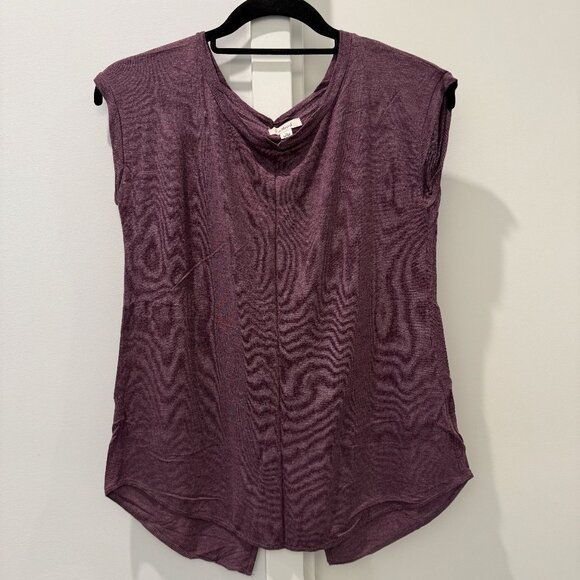 NEW Aritzia Wilfred Purple Anvers T shirt Split Back Cotton Tee Capsleeve Top XS - Picture 12 of 14